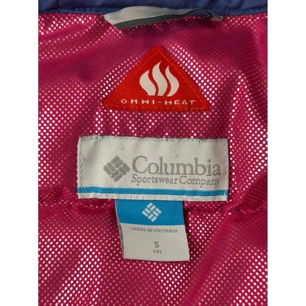 Columbia Omni-Heat Pike Lake Puffer Jacket‎ Youth Size S  Blue Pink Outgrown